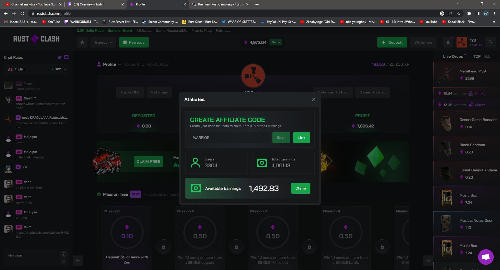 RustClash affiliates
